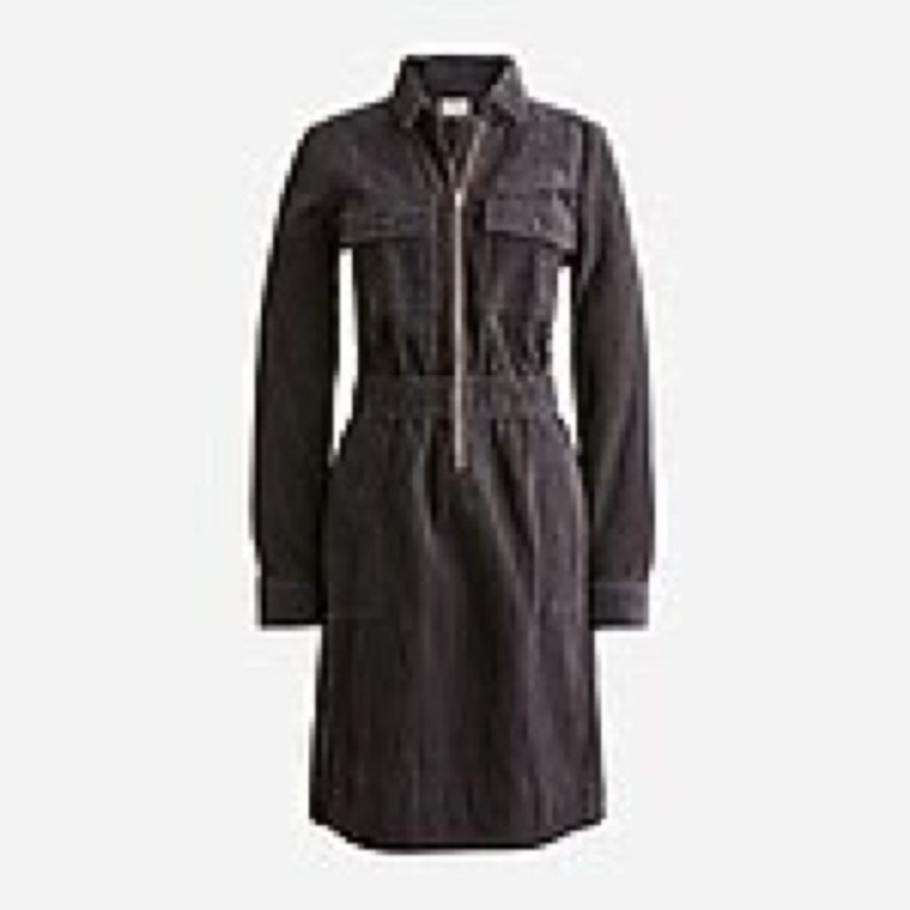 J.Crew Zip-front Cinched Dress in Black Corduroy